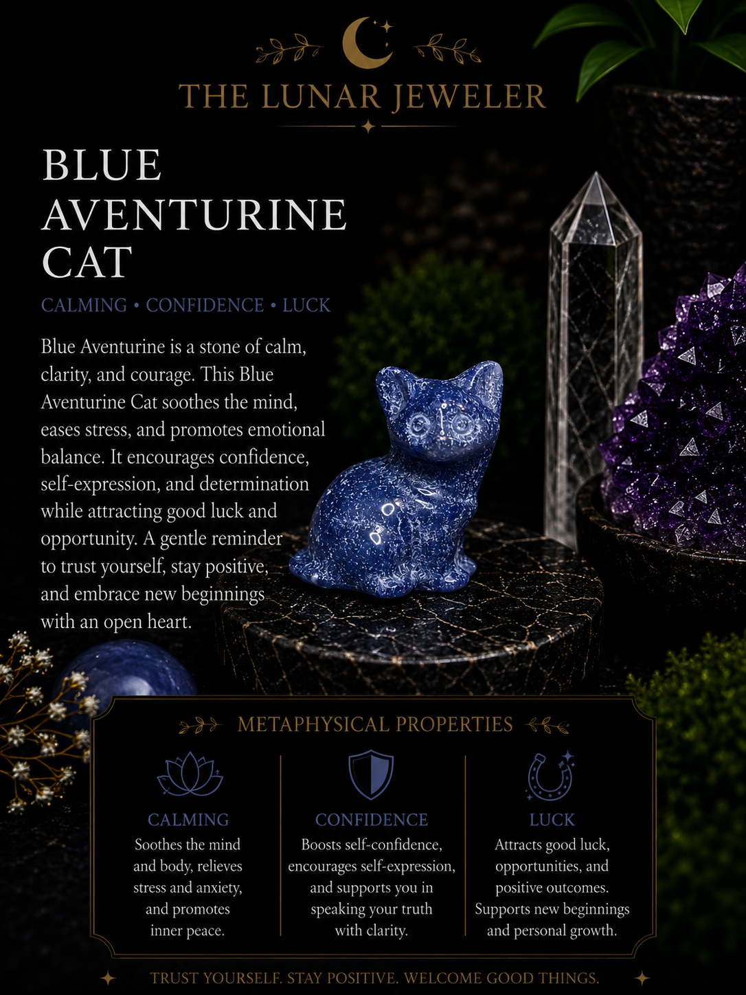 Hand-Carved Crystal Cats – Natural Gemstone Cat Carvings