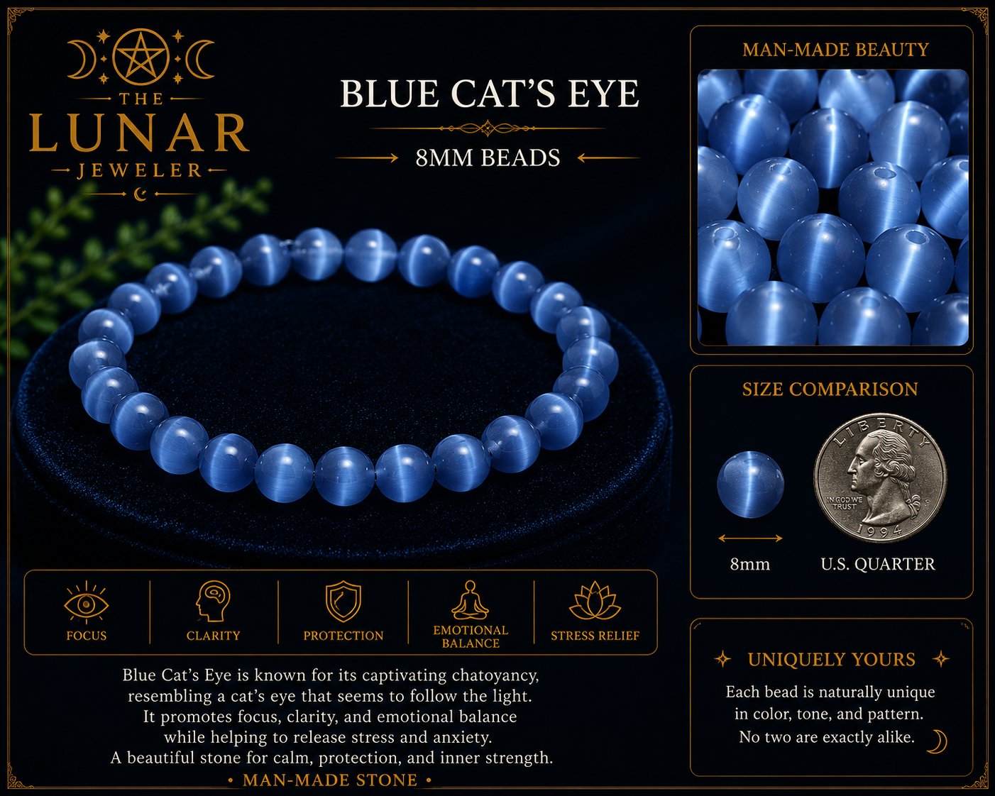 Blue Cat's Eye Bracelet – 7.5