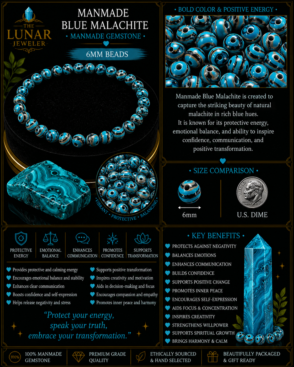 Blue Malachite Bracelet – 7.5