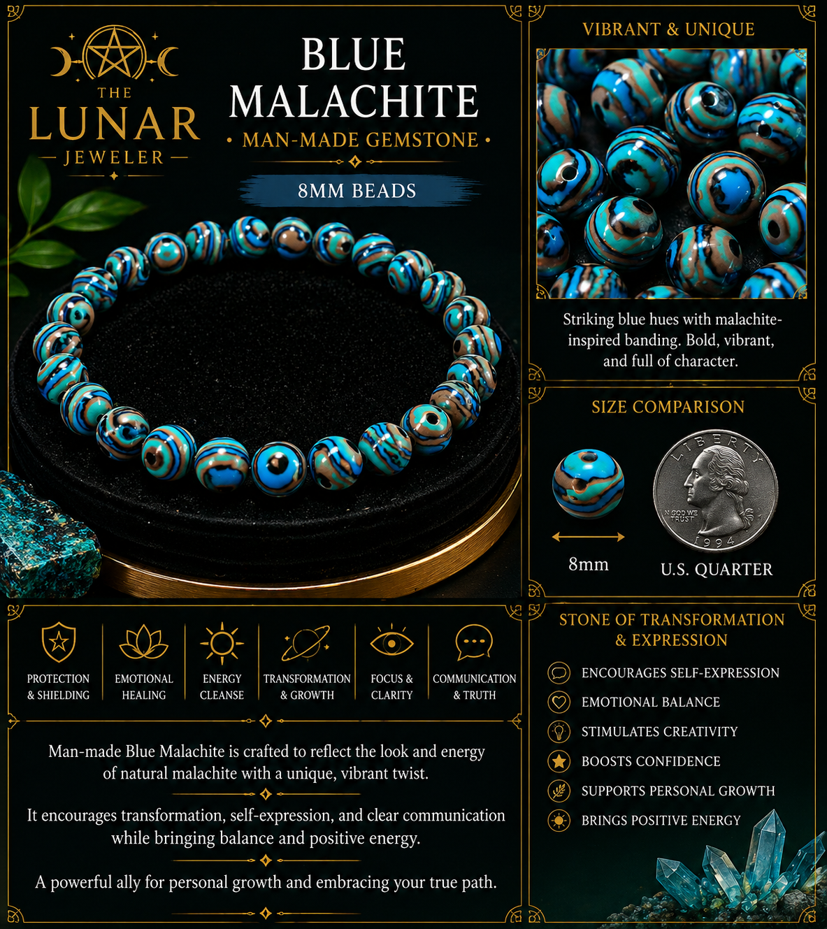 Blue Malachite Bracelet – 7.5