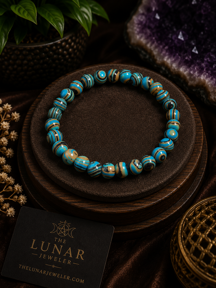 Blue Malachite Bracelet – 7.5" Elastic Bracelet