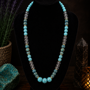 Blue Topaz, Blue Malachite & Turquoise Howlite Beaded Necklace – 22
