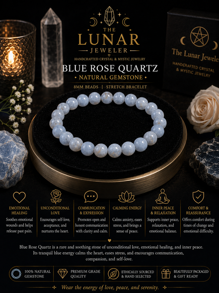 Blue Rose Quartz Bracelet – 7.5" Elastic Bracelet