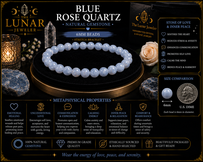 Blue Rose Quartz Bracelet – 7.5" Elastic Bracelet