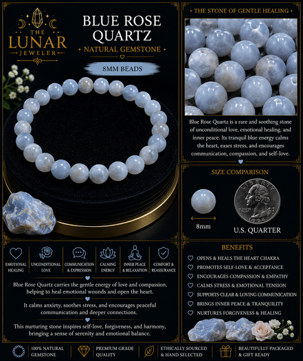 Blue Rose Quartz Bracelet – 7.5" Elastic Bracelet