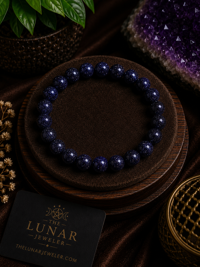 Blue Sandstone Bracelet – 7.5" Elastic Bracelet