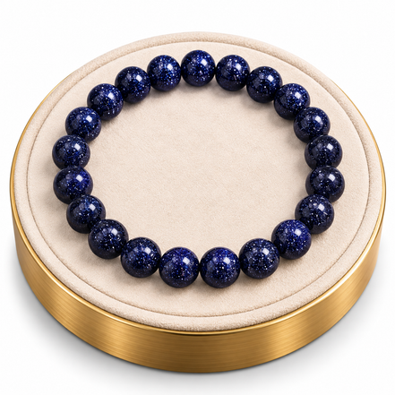Blue Sandstone Bracelet – 7.5" Elastic Bracelet