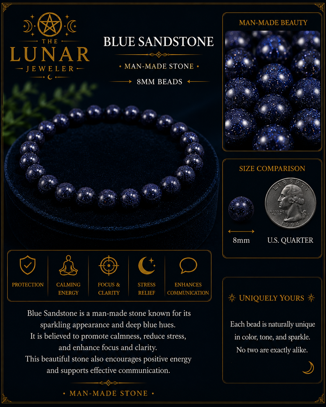 Blue Sandstone Bracelet – 7.5