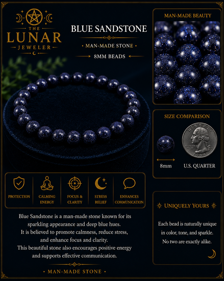 Blue Sandstone Bracelet – 7.5" Elastic Bracelet