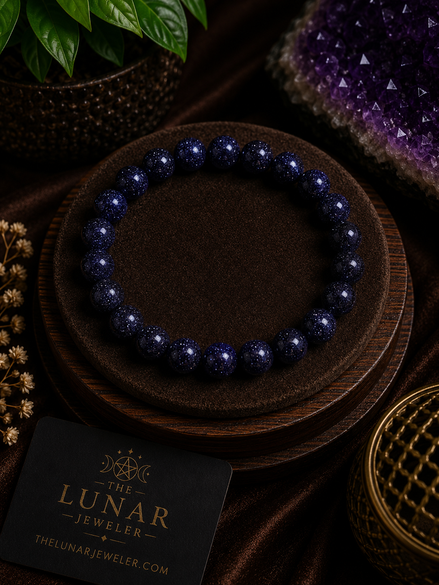 Blue Sandstone Bracelet – 7.5" Elastic Bracelet