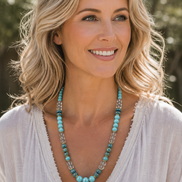 Blue Topaz, Blue Malachite & Turquoise Howlite Beaded Necklace – 22