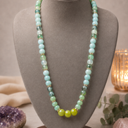 Burmese Jade, Green Dragon Agate & Peridot Beaded Necklace – 22