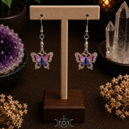 Butterfly Earrings with Colorful Rhinestone Wings