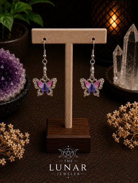Butterfly Earrings with Colorful Rhinestone Wings