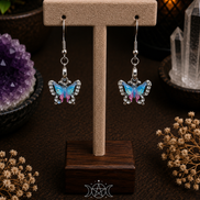 Butterfly Earrings with Colorful Rhinestone Wings