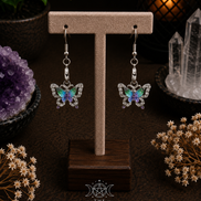 Butterfly Earrings with Colorful Rhinestone Wings