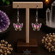 Butterfly Earrings with Colorful Rhinestone Wings