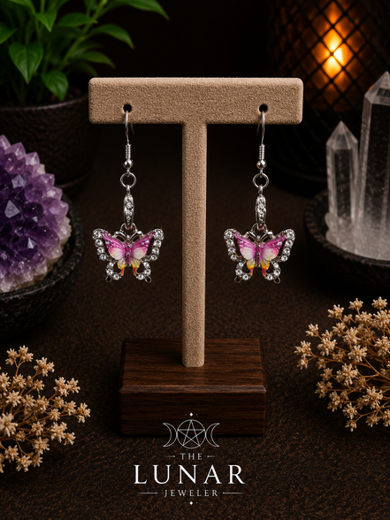 Butterfly Earrings with Colorful Rhinestone Wings