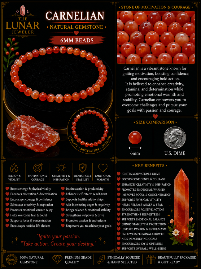 Carnelian Bracelet – 7.5" Elastic Bracelet