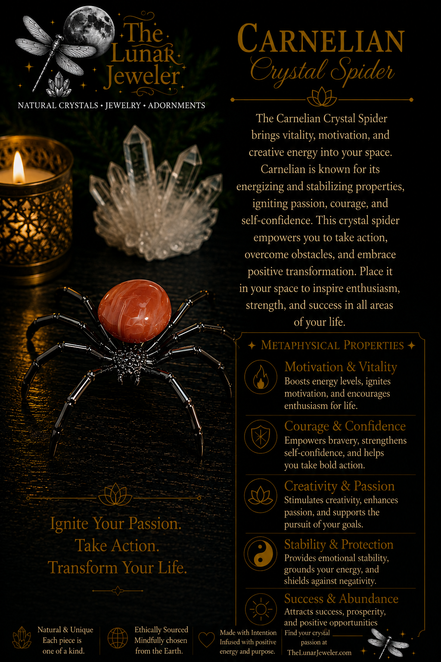 Crystal Spider – Natural Crystal Spider Carving with Zinc Alloy Body