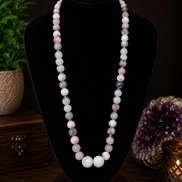 Cherry Blossom Jasper, Pink Zebra Jasper & Howlite Beaded Necklace – 22