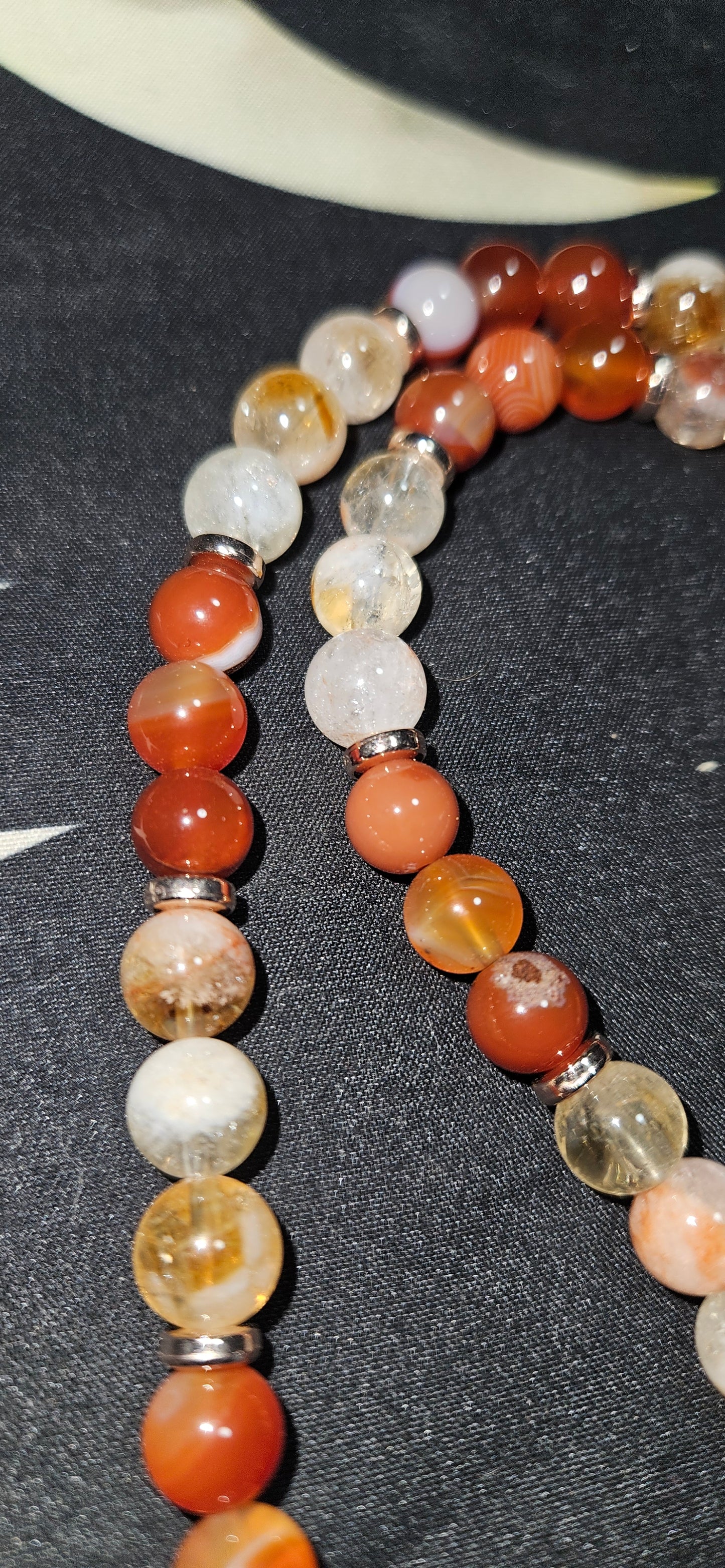 Carnelian and Citrine Necklace with Dragonfly Pendant
