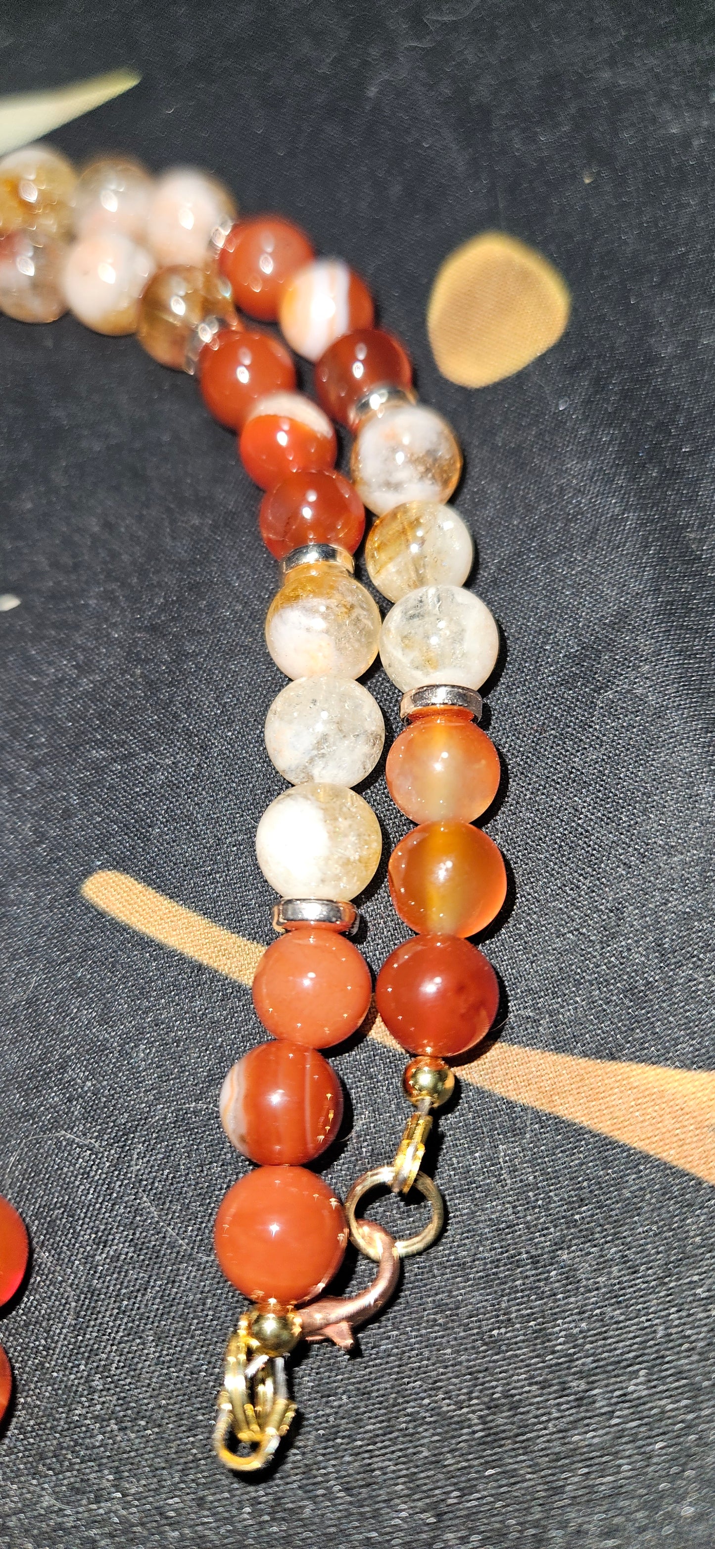 Carnelian and Citrine Necklace with Dragonfly Pendant