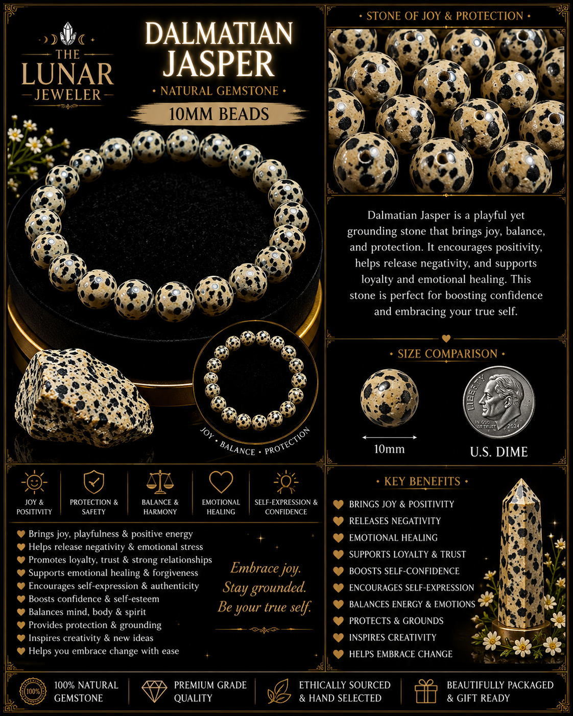 Dalmatian Jasper Bracelet – 7.5