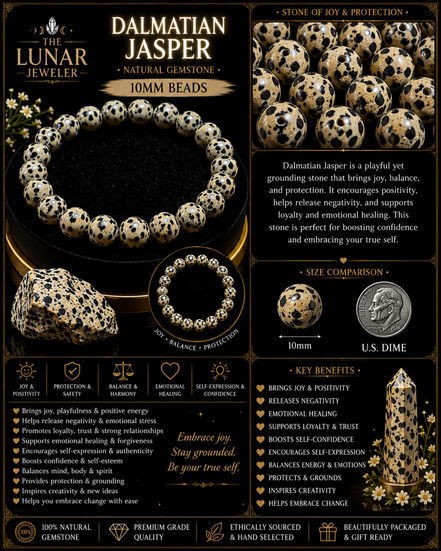 Dalmatian Jasper Bracelet – 7.5" Elastic Bracelet