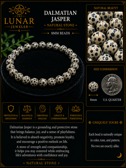 Dalmatian Jasper Bracelet – 7.5" Elastic Bracelet