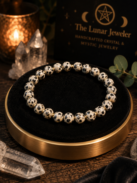 Dalmatian Jasper Bracelet – 7.5" Elastic Bracelet