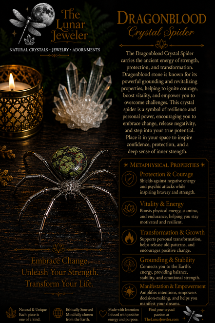 Crystal Spider – Natural Crystal Spider Carving with Zinc Alloy Body