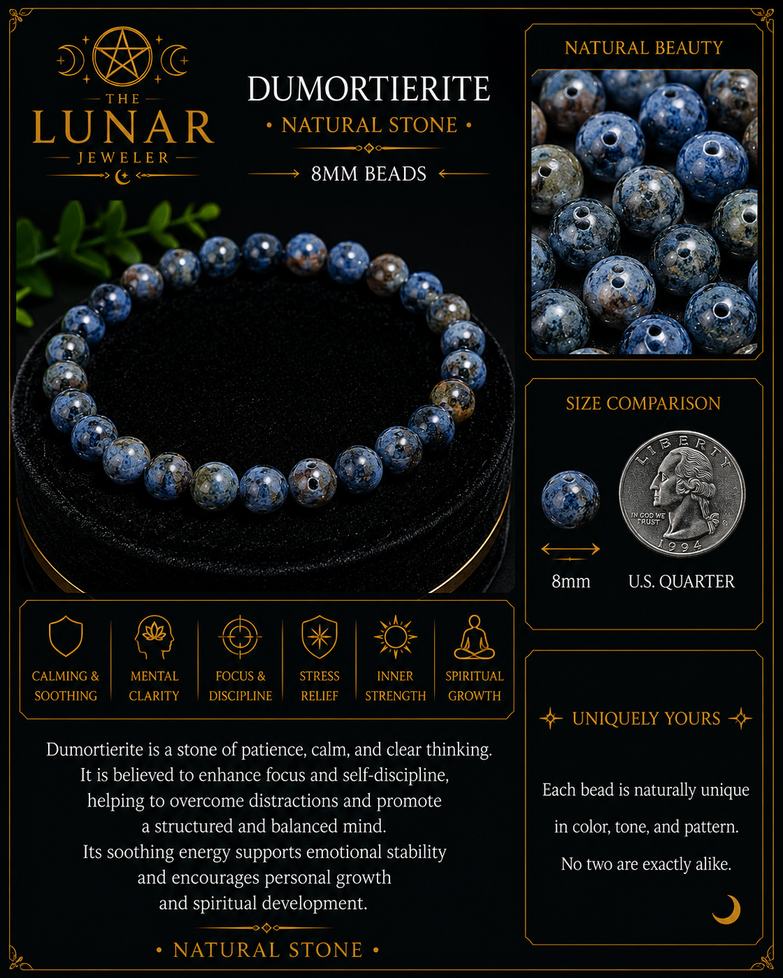 Dumortierite Bracelet – 7.5