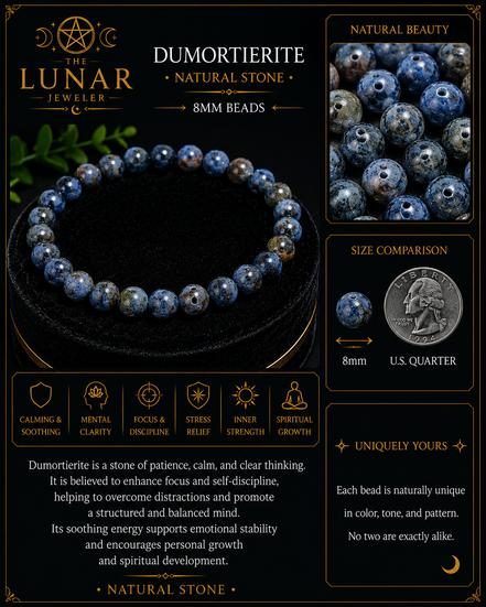 Dumortierite Bracelet – 7.5" Elastic Bracelet
