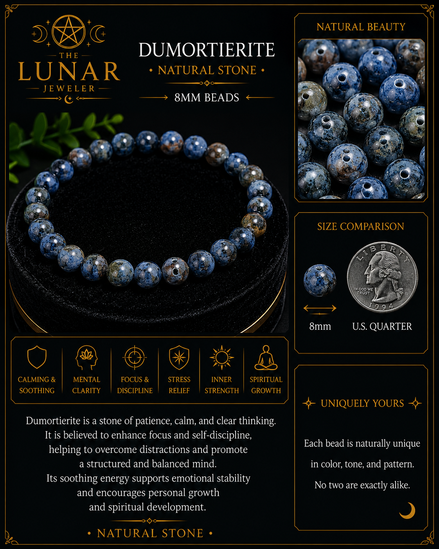 Dumortierite Bracelet – 7.5" Elastic Bracelet