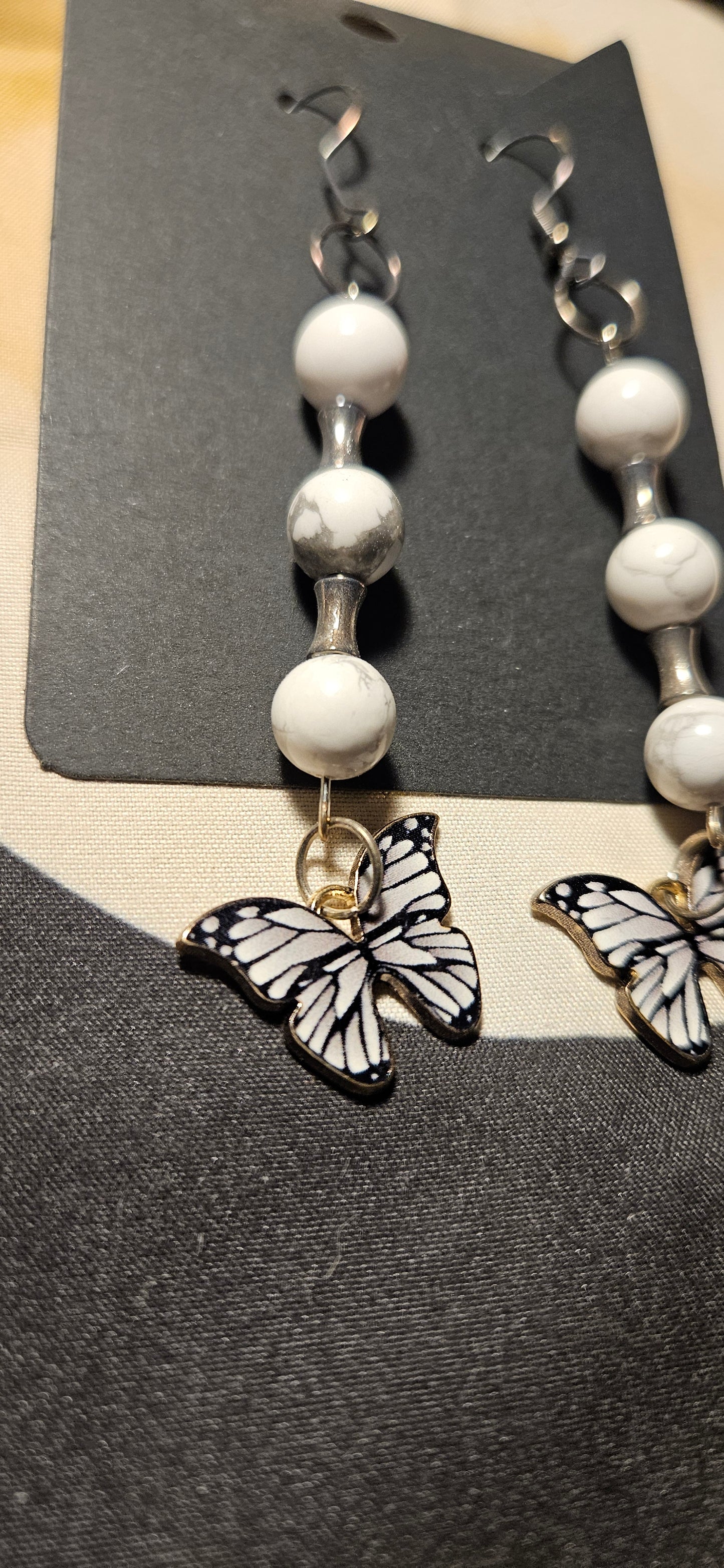 Howlite and Butterfly Earrings