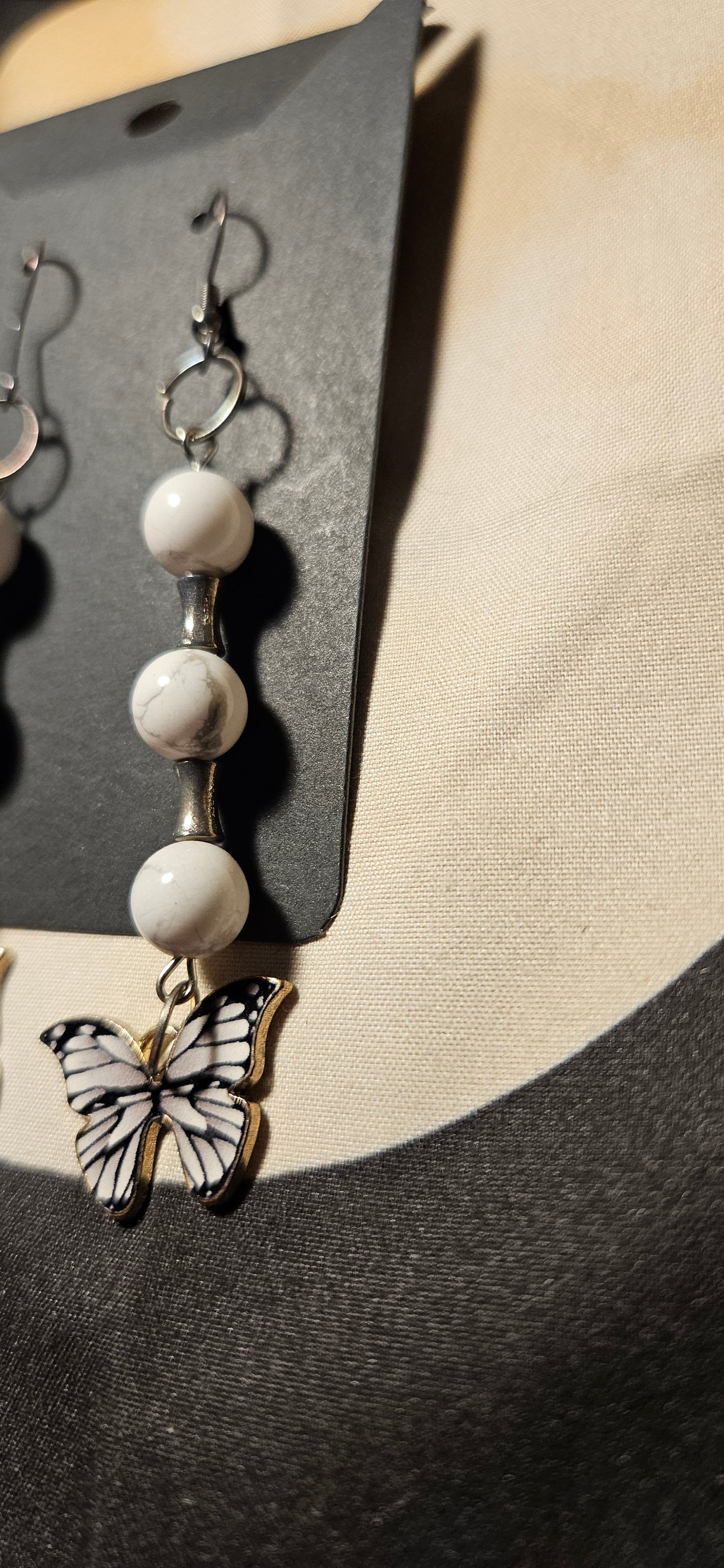 Howlite and Butterfly Earrings