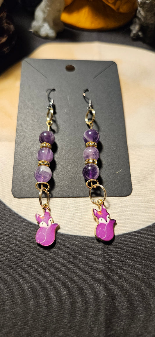 Amethyst Fox Earrings