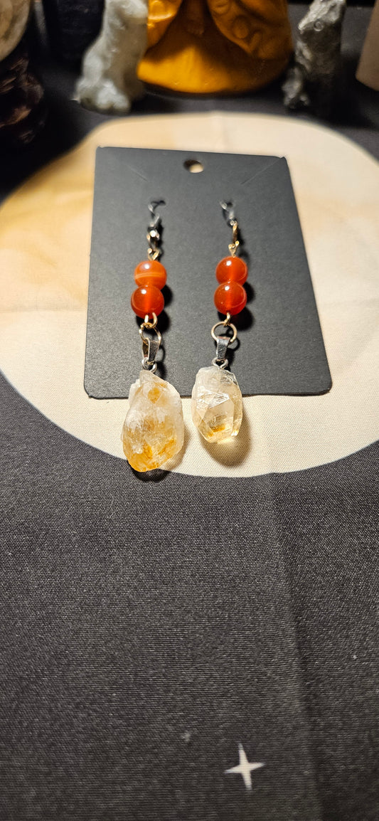 Carnelian and Citrine Earrings