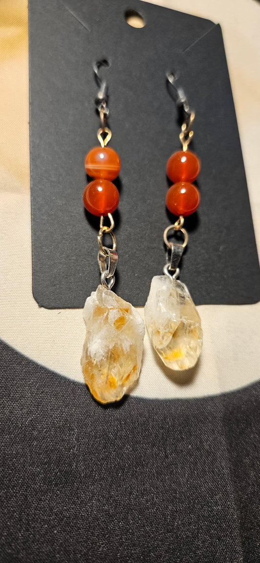 Carnelian and Citrine Earrings