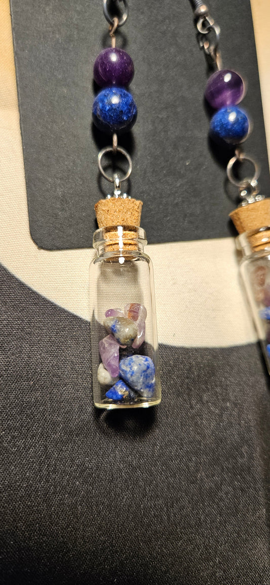 Amethyst, Lapis Lazuli bottle earrings