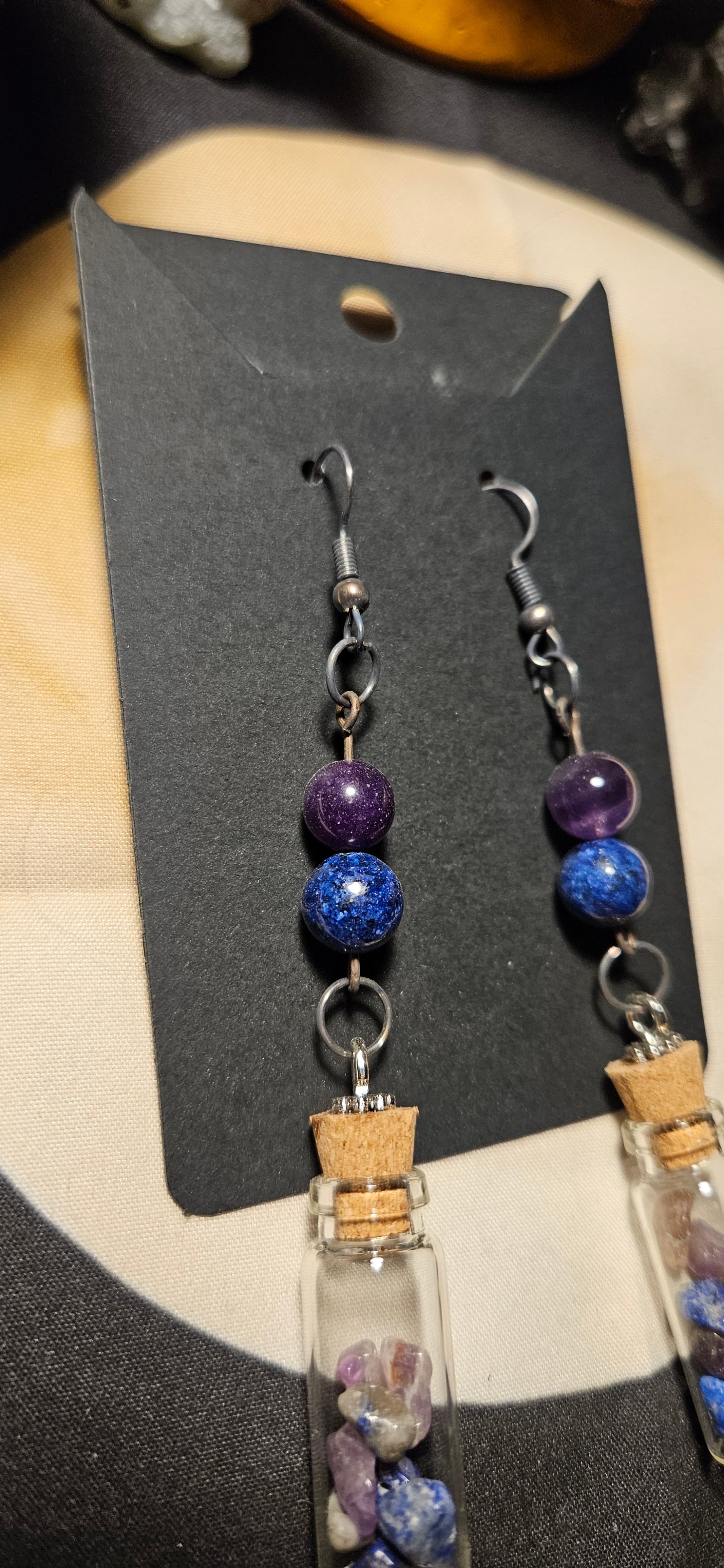 Amethyst, Lapis Lazuli bottle earrings