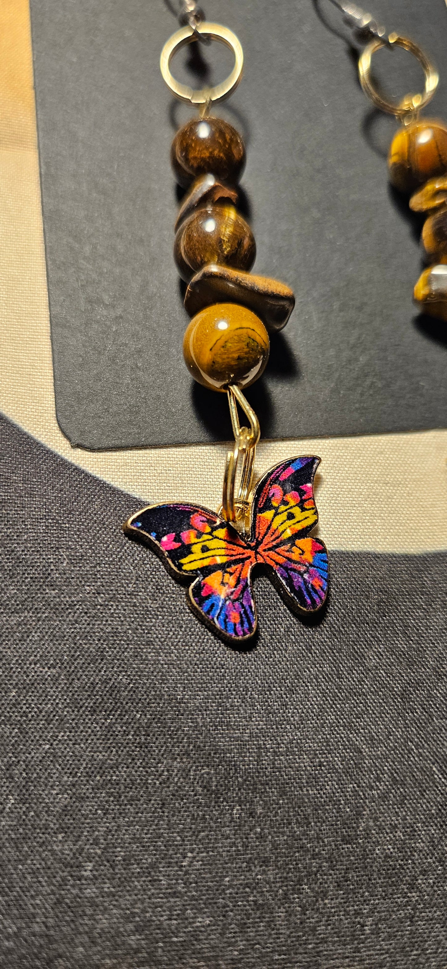 Tiger's Eye butterfly earrings
