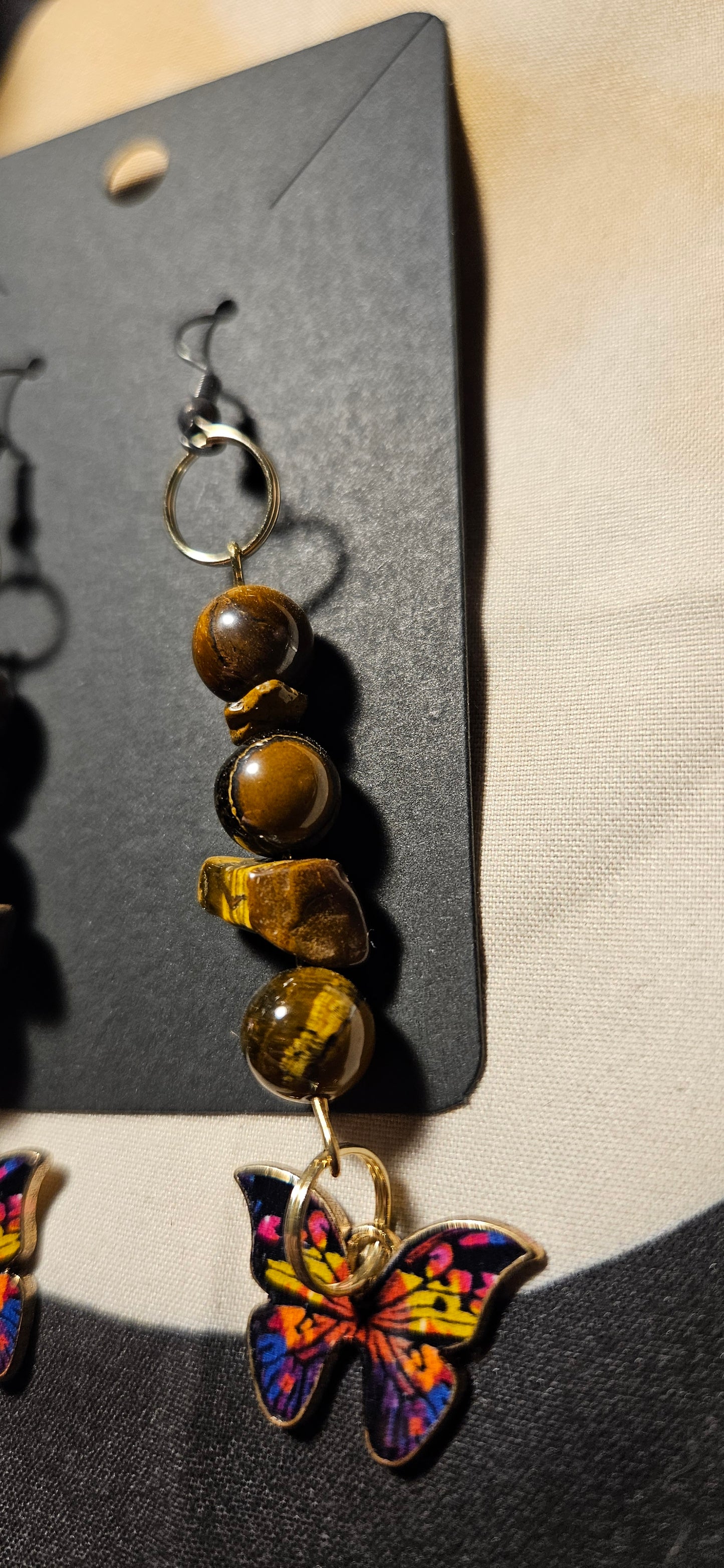 Tiger's Eye butterfly earrings