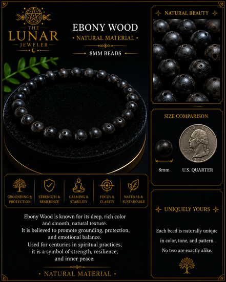 Ebony Wood Bracelet – 7.5" Elastic Bracelet