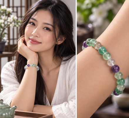 Fluorite Bracelet – 7.5" Elastic Bracelet
