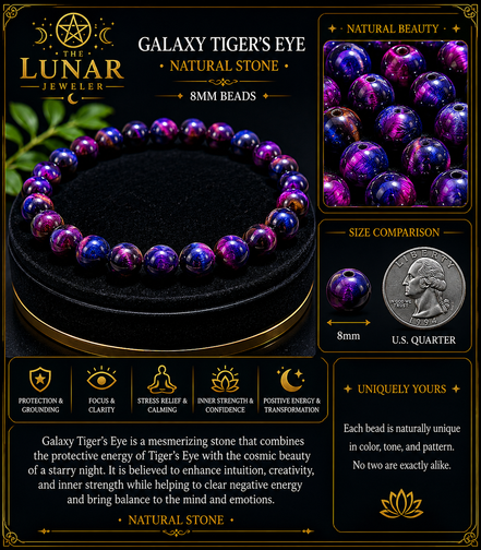 Galaxy Tiger's Eye Bracelet – 7.5" Elastic Bracelet