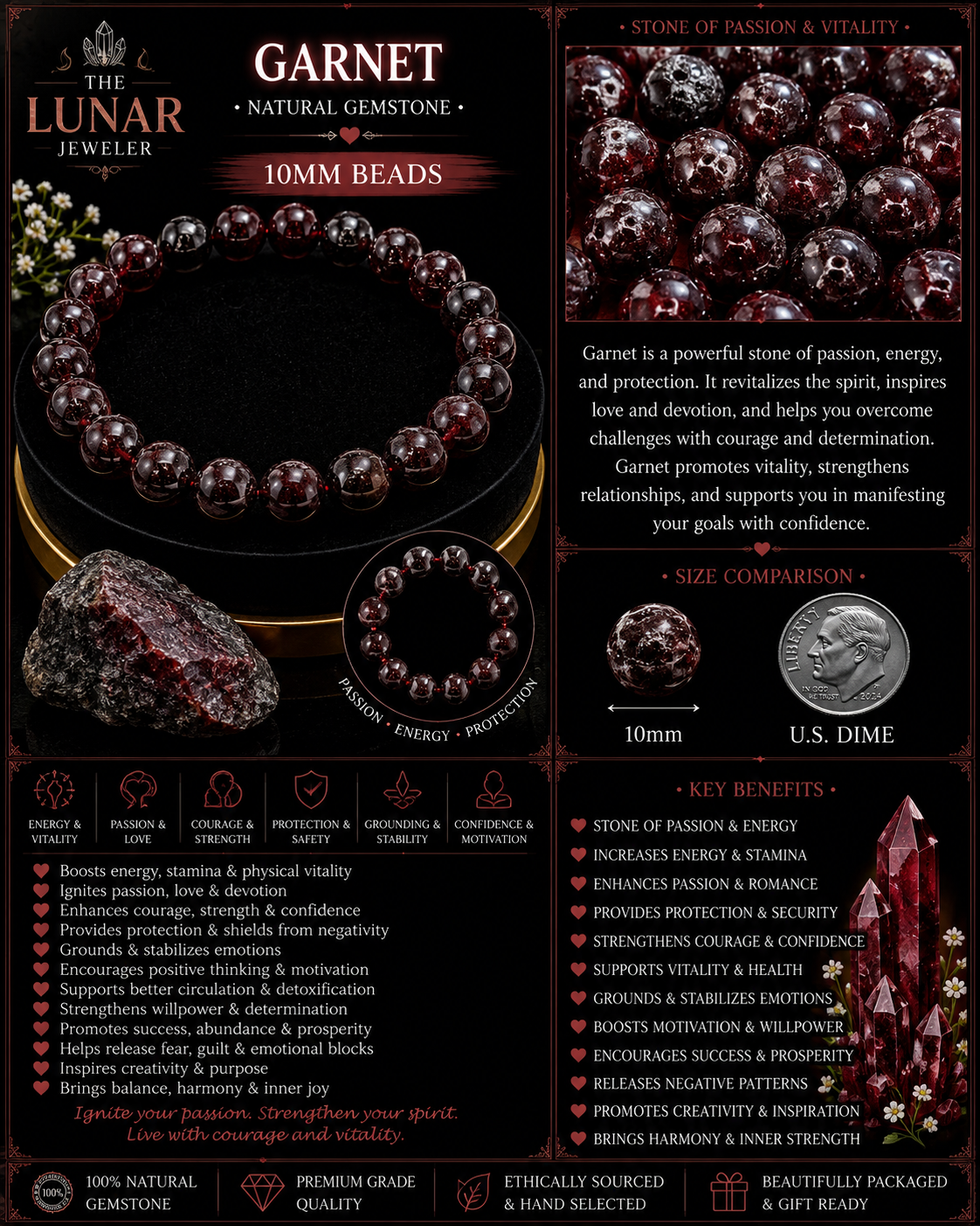 Garnet Bracelet – 7.5