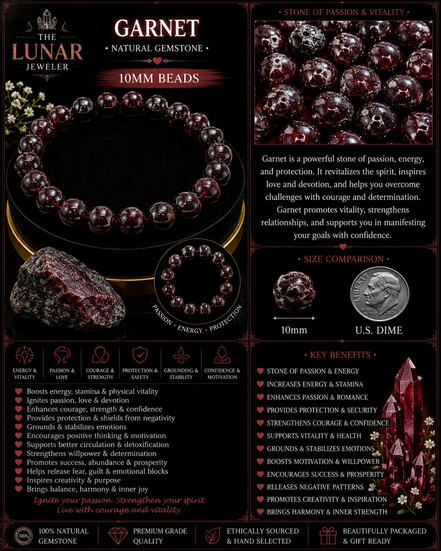 Garnet Bracelet – 7.5" Elastic Bracelet