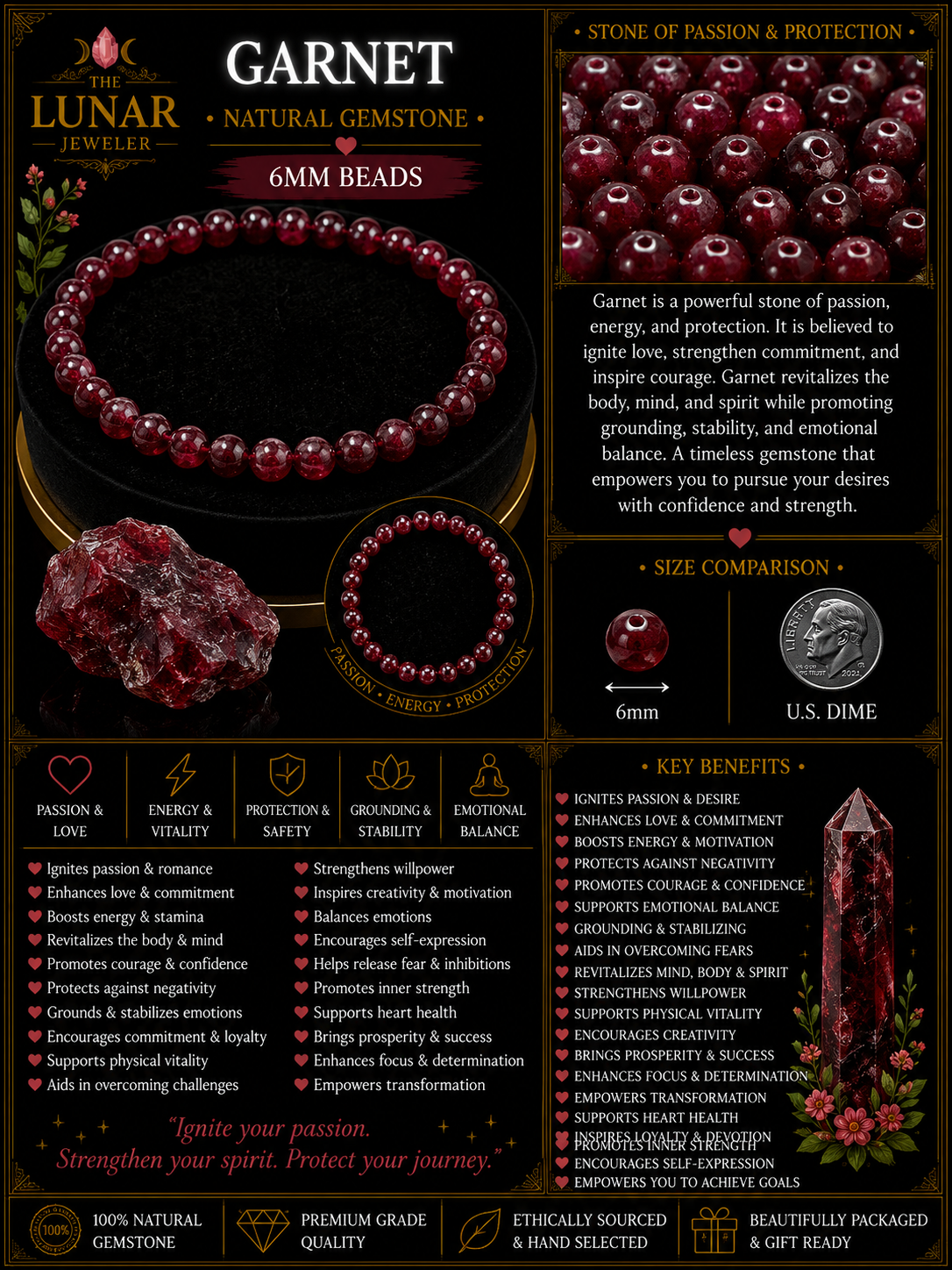 Garnet Bracelet – 7.5